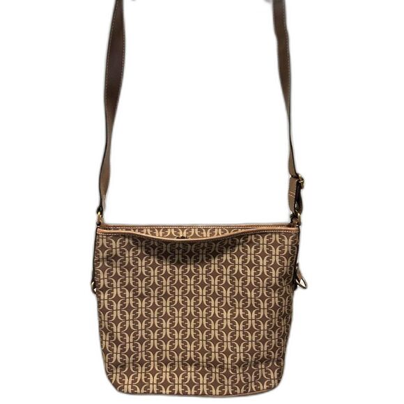 Fossil Brown Jacquard and Leather Shoulder Bag - Picture 3 of 9
